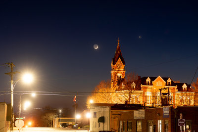 Moon & Venus over Historic Courthouse
