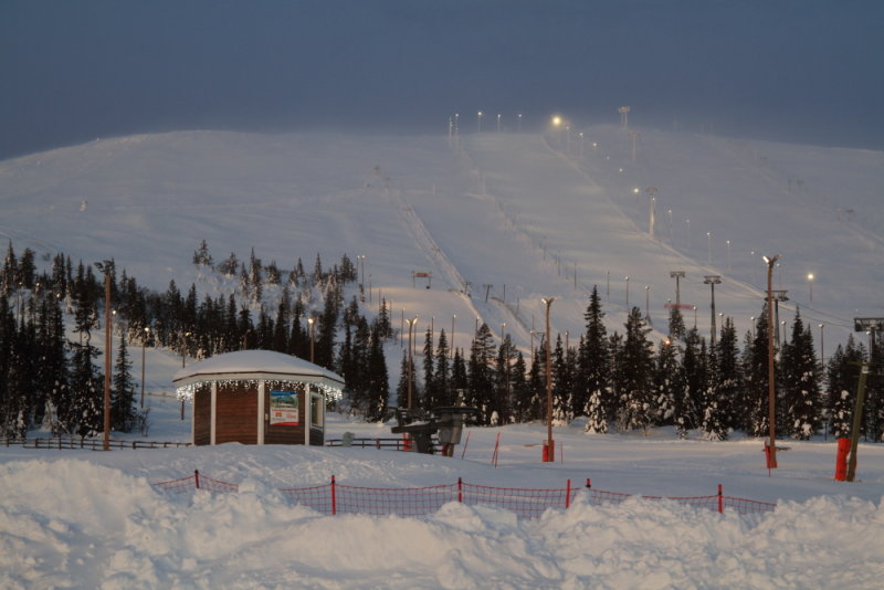 Ski slopes before dawn