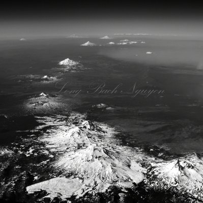 Mt Bachelor, Three Sisters, Mt Jefferson, Mt Hood, Mt Adams, Mt Rainier, Mt St Helens, Glacier Peak, Mt Baker 399