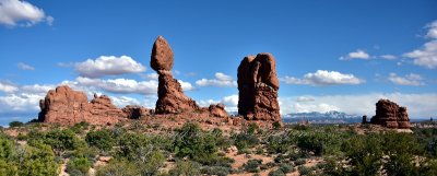 Balanced Rock at Arches National Park and La Sal Mountain Moab Utah 839   