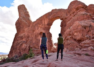 Tourists at Turret Arch Arches National Park Moab Utah 1039  