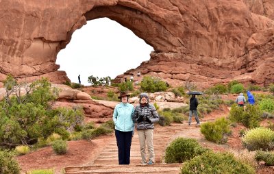 Katherine and Nancy at North Window Arch Arches National Park Utah 368