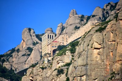 Abbey of Montserrat from Aeri Cable Car station Montserrat Spain 055  