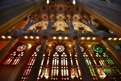 La Sagrada Familia Red Window Barcelona Spain 109a  