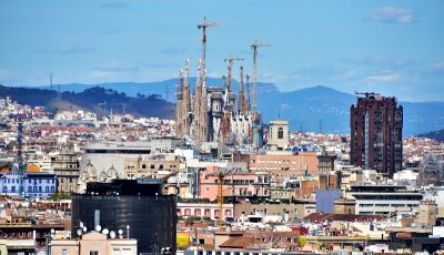 La Sagrada Familia and Barcelona from Montjuc Castle Spain 111a  
