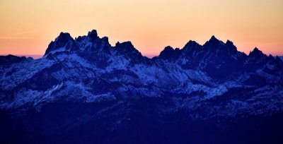 Chimney Rock and Overcoat Peak at sunrise Cascade Mountains Washington 022 
