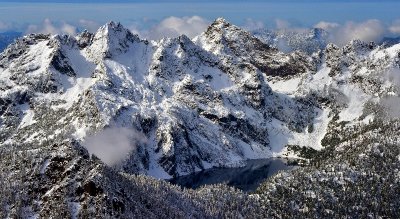 Snow Lake with Chair Peak and Kaleetan Peak Cascade Mountains Washington 873  