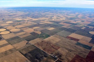Flat landscape of western Kansas over town of Coronado Kansas 175  