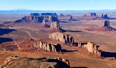 Camel Butte, Elephant Butte, North Window, Cly Butte, Merrick Butte,  West and East Mitten Butte, Sentinel Mesa,Monument Valley