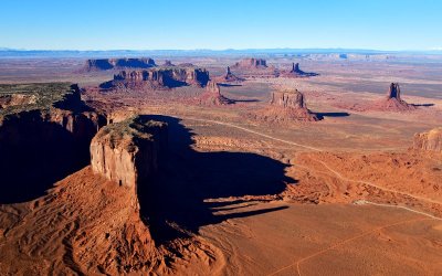 Three Sisters, John Ford's Point, Mitchell Mesa, West and East Mitten Buttes, Merrick Butte, Sentinel Mesa,  Monument Valley,  