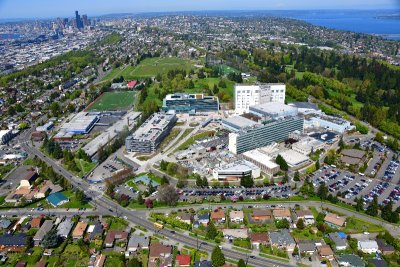 Seattle Veterans Hospital and downtown Seattle, Space Needle, Lake Washington, Washington State 052