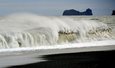 Crashing waves Reynisfjara is a world-famous black-sand beach, Vik, Iceland 1693 