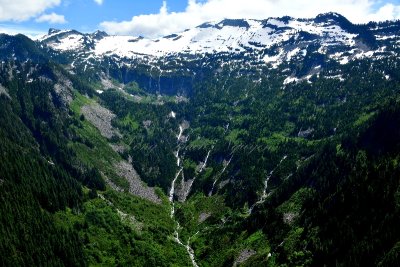 Waterfalls and snowfield on Lennox Mountain, Cascade Mountains, Washington 151  
