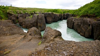 Brarhl is a narrow canyon in Hvit River, Iceland 363 