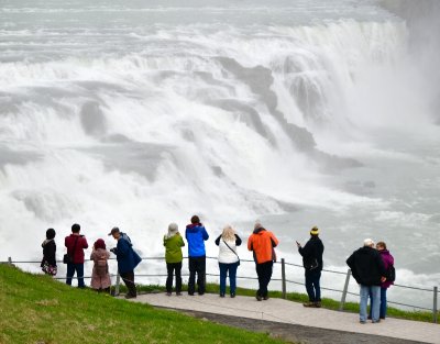 Tourists from all nations at Gullfoss waterfalls, Iceland 406  