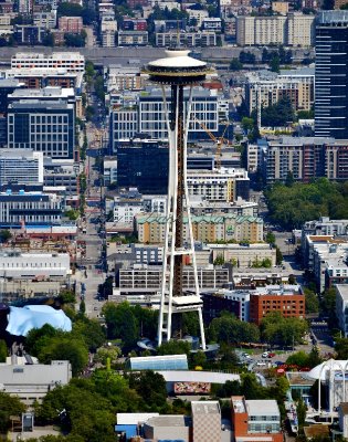 Space Needle above South Lake Union and Amazonland, Seattle, Washington 432 \