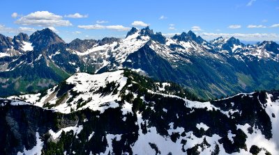 The View from Big Snow Mountain of Summit Chief Peak, Chimney Rock, Overcoat Peak, Lemah Mountain, Chikamin Peak 494