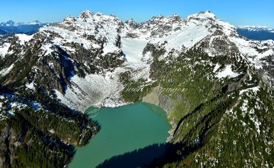 Blanca Lake, Columbia Glacier, Columbia Peak, Keys Peak, Monte Cristo Peak, Cascade Mountains, Washington 060