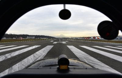 Waiting for departure on runway 14R at Boeing Field KBFI, Seattle, Washington State 038  
