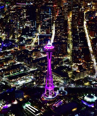 Space Needle and downtown Seattle on New Year Eve 2018, Washington 051
