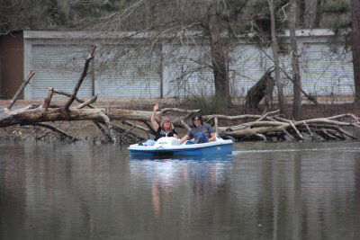 Velma and Gail trying the paddle boat