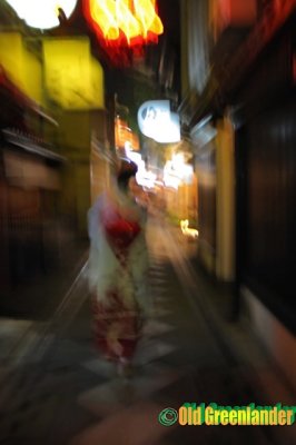 Following geisha at night