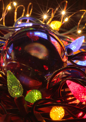 Lens Ball and Christmas lights