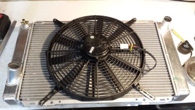 Radiator with fan attached