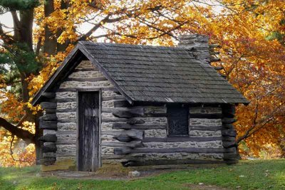 Historic Valley Forge Hut on an Autumn Day