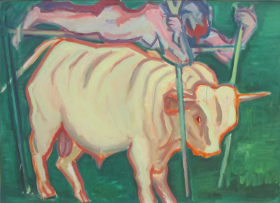 Maria Lassnig. Title: Virgin with Bull.