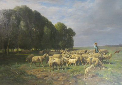 Charles Emile Jacque. Flock of sheep in a landscape. 1861.   