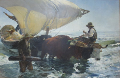 Joaquin Sorolla. Dragging the barque after fishing, 1895.