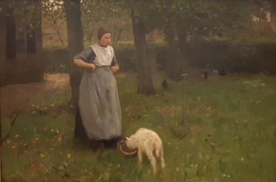 Anton Mauve. Woman from Laren with a lamb.