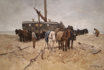 Anton Mauve. Fishing boat on the beach.