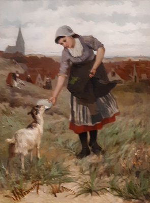 Bernardus Blommers. Feeding the little goat.