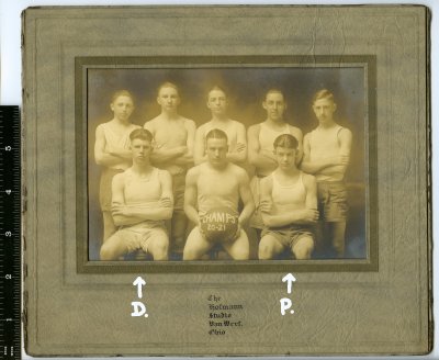 PEJ Sr basketball champs 1920-21: Dwight (D) and Paul (P) Jones identified