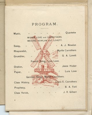 Findlay Class of 1894 Program - Myrtle sang
