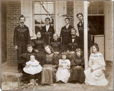 Landis family in 1894 with captions