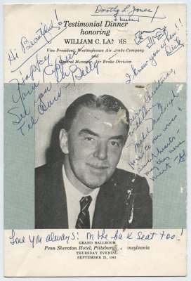 Bill Landis Testimonial Dinner 1961 signed brochure
