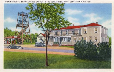 Summit House, Top of Jacobs Ladder in the Berkshires, Mass. Elevation 2,300 Feet (Jacob's Ladder Mass. 1937 folder)