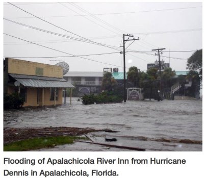 Flooding of Apalachicola River Inn from Hurricane Dennis - screen shot from floridamemory.com