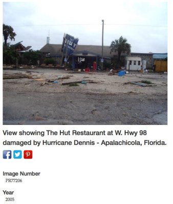 The Hut restaurant damaged by Hurricane Dennis - screen shot from floridamemory.com