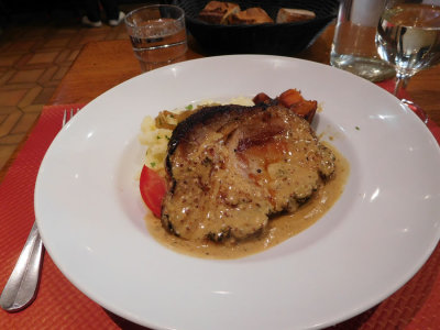 A bistro lunch in Paris, pork roast