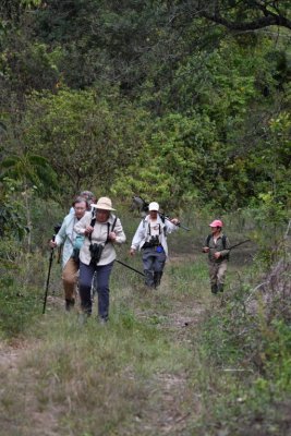 Carolyn, Allan (behind), Ann, Lelis and Enrique on the trail