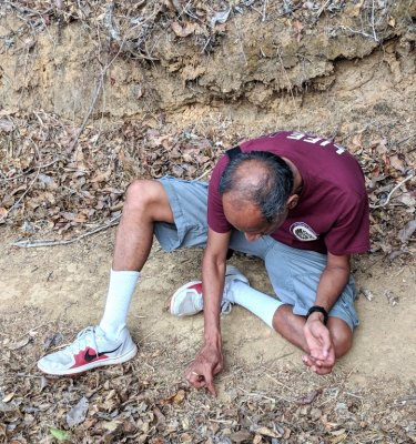 Kannan showed us ant lion traps in the sand on the road.