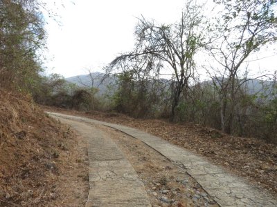 Concrete had been poured in the tracks leading up the last steep hill to the lodge.