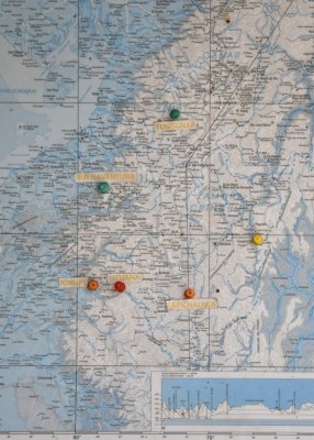 Part of the map of Jocotoco Conservation Foundation properties in Ecuador
