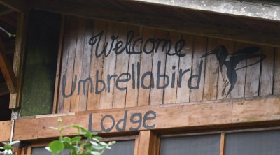Umbrellabird Lodge welcome sign
