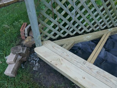 Detail of corner work at the south end of the deck