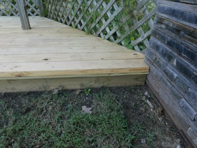 Closer look at some of the trim under the overhanging front edge of the deck